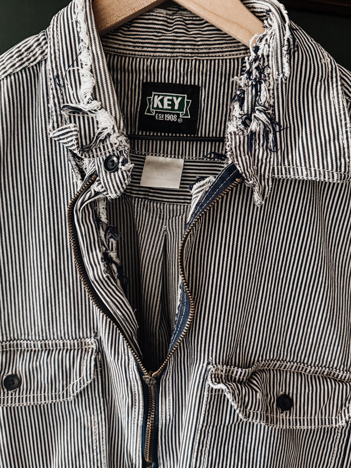 KEY Brand Hickory Stripe Sleeveless Work Shirt