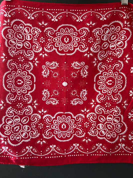 Vintage Red and White Bandana -003