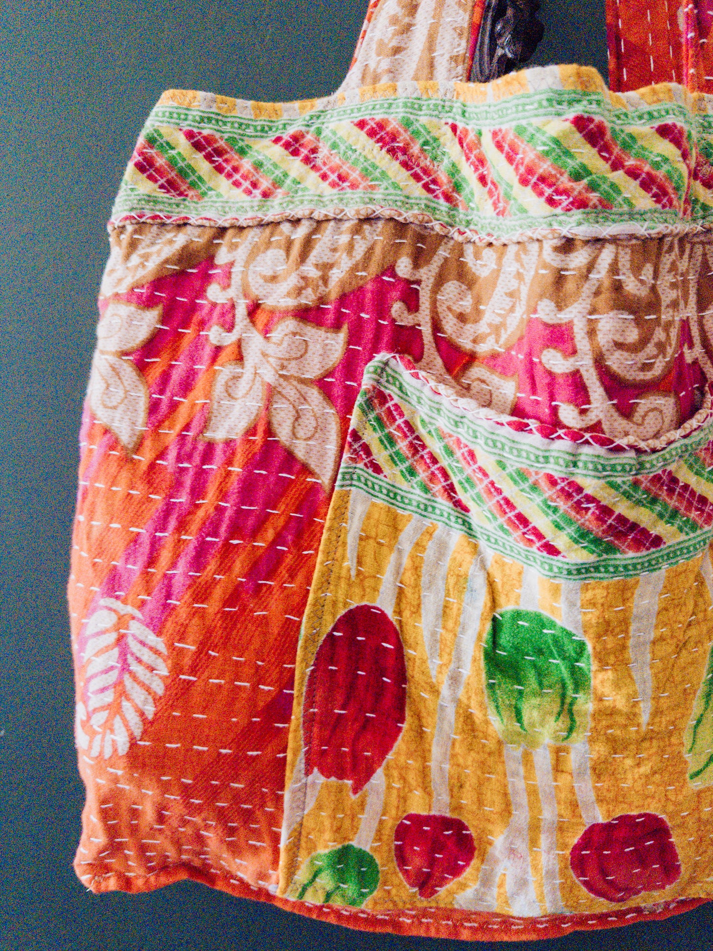 Handmade Kantha Shopper Tote – XL Utility Bag - tulip bag