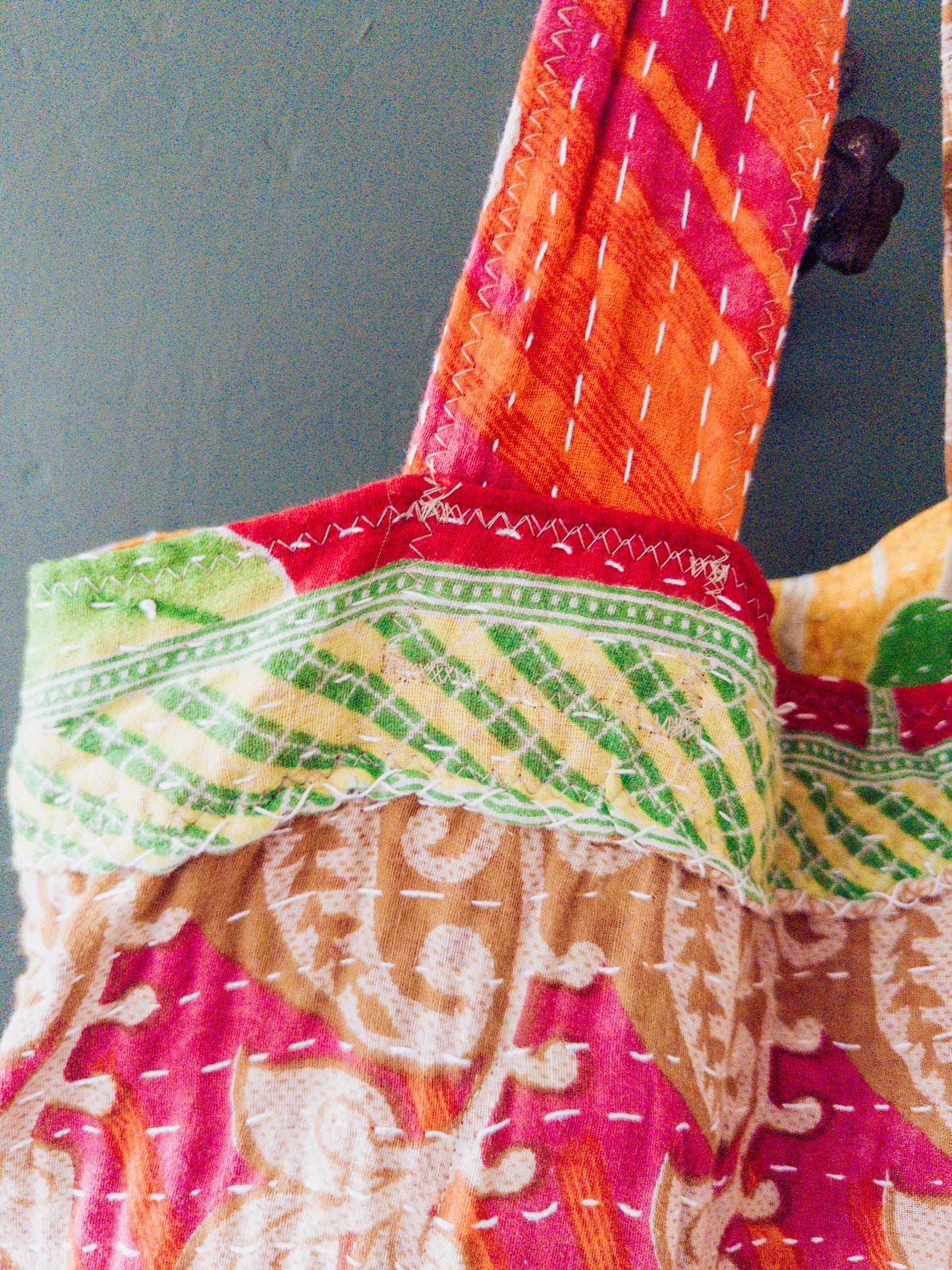 Handmade Kantha Shopper Tote – XL Utility Bag - tulip bag