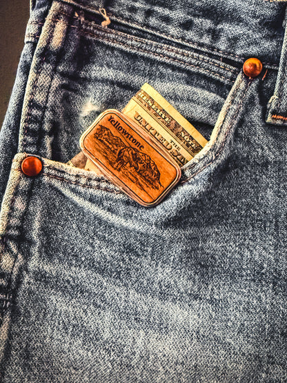 Yellowstone Money Clip with Wood Inlay | Vintage