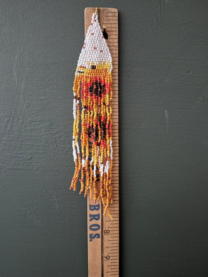 Desert Colors Long Beaded Fringe Earrings