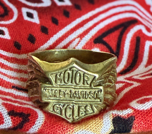 harley davidson ring
vintage biker jewelry
brass motorcycle ring
harley accessories