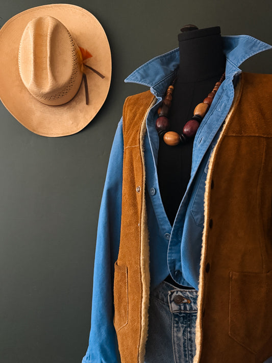 vintage wooden necklace, boho bead necklace, western jewelry, 1970s wooden beads