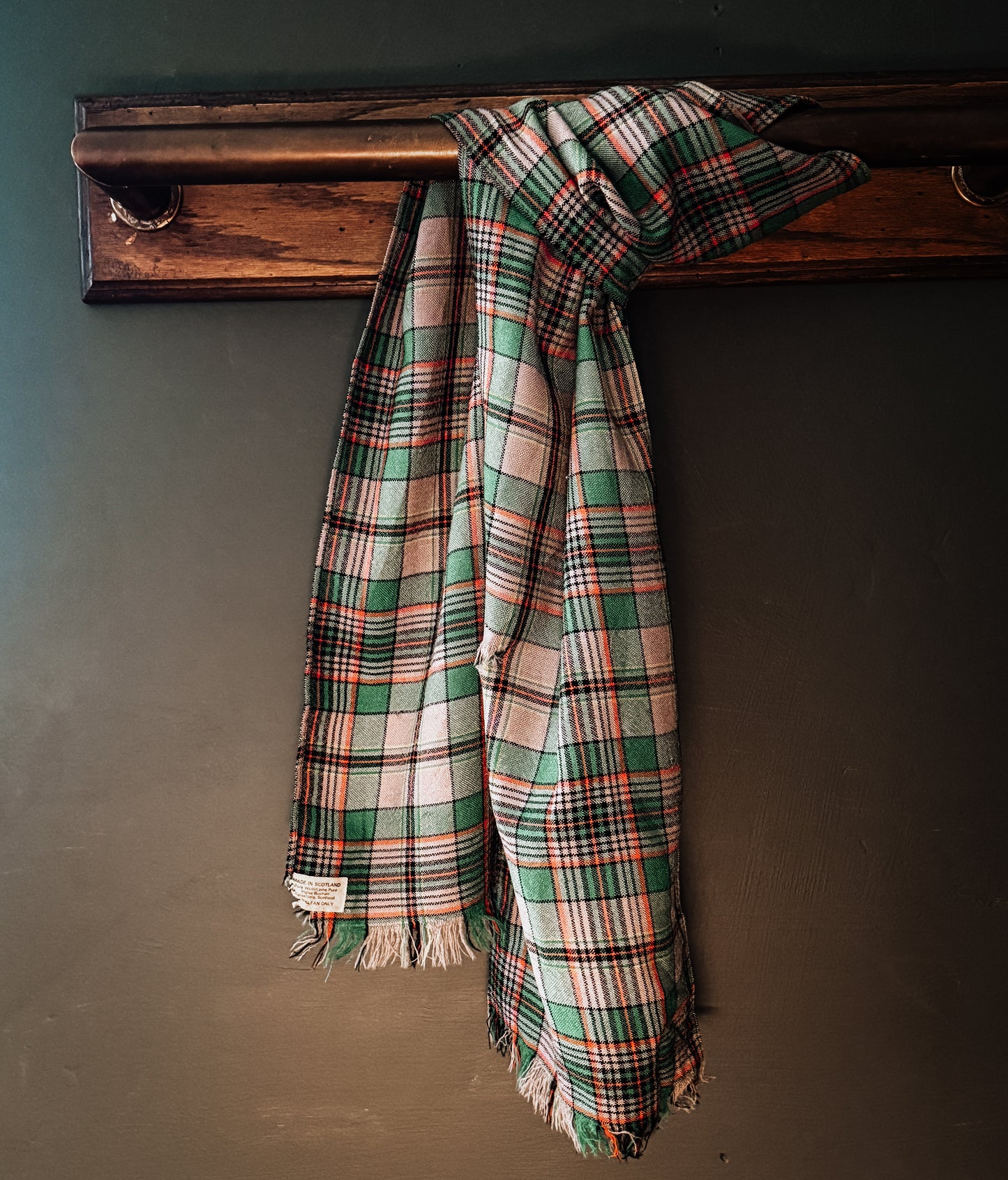 Vintage Scottish Tartan Wool Scarf