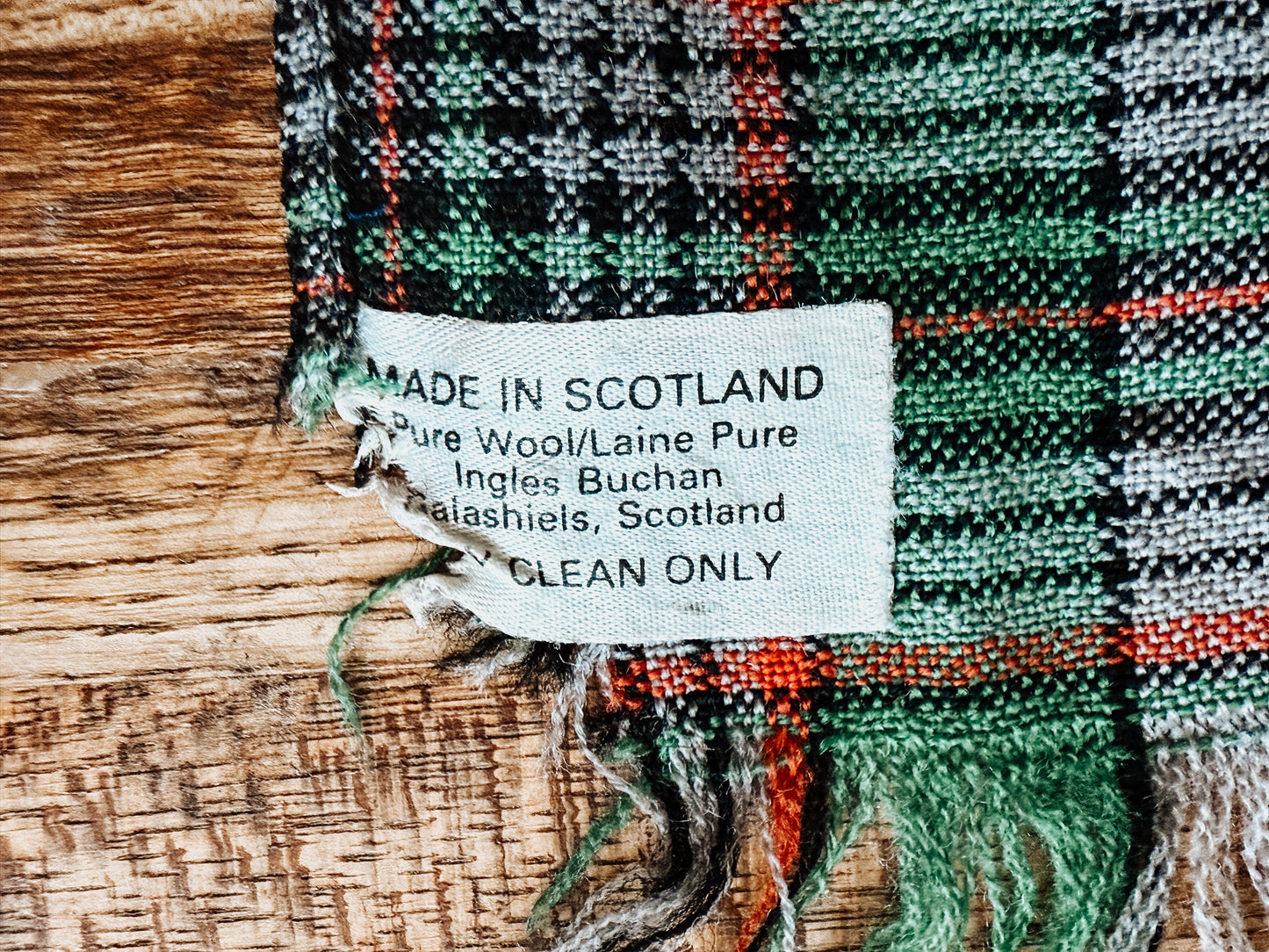 Vintage Scottish Tartan Wool Scarf