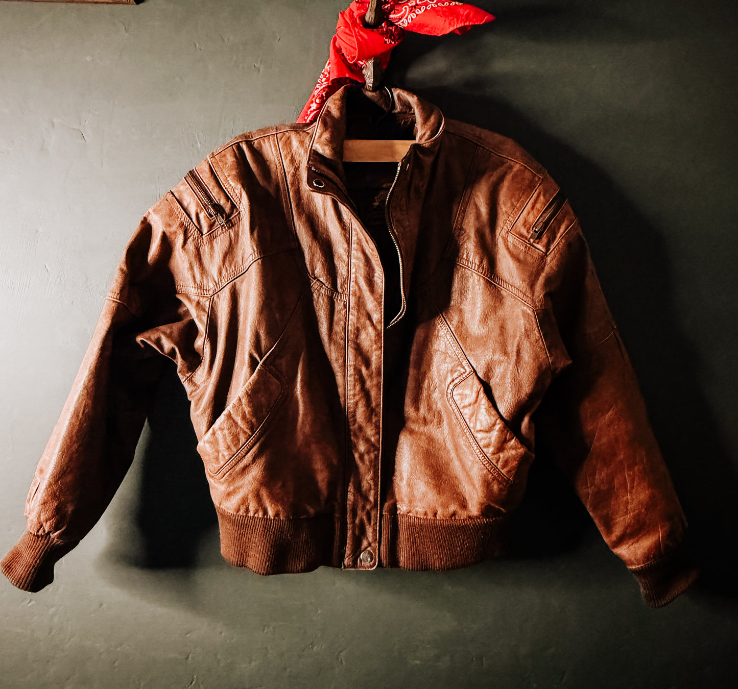 Vintage Leather Bomber Jacket