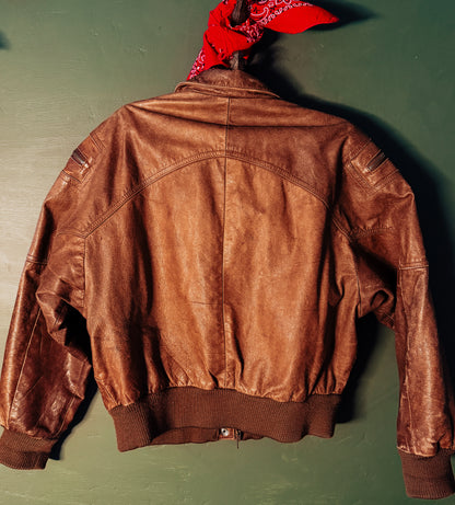 Vintage Leather Bomber Jacket
