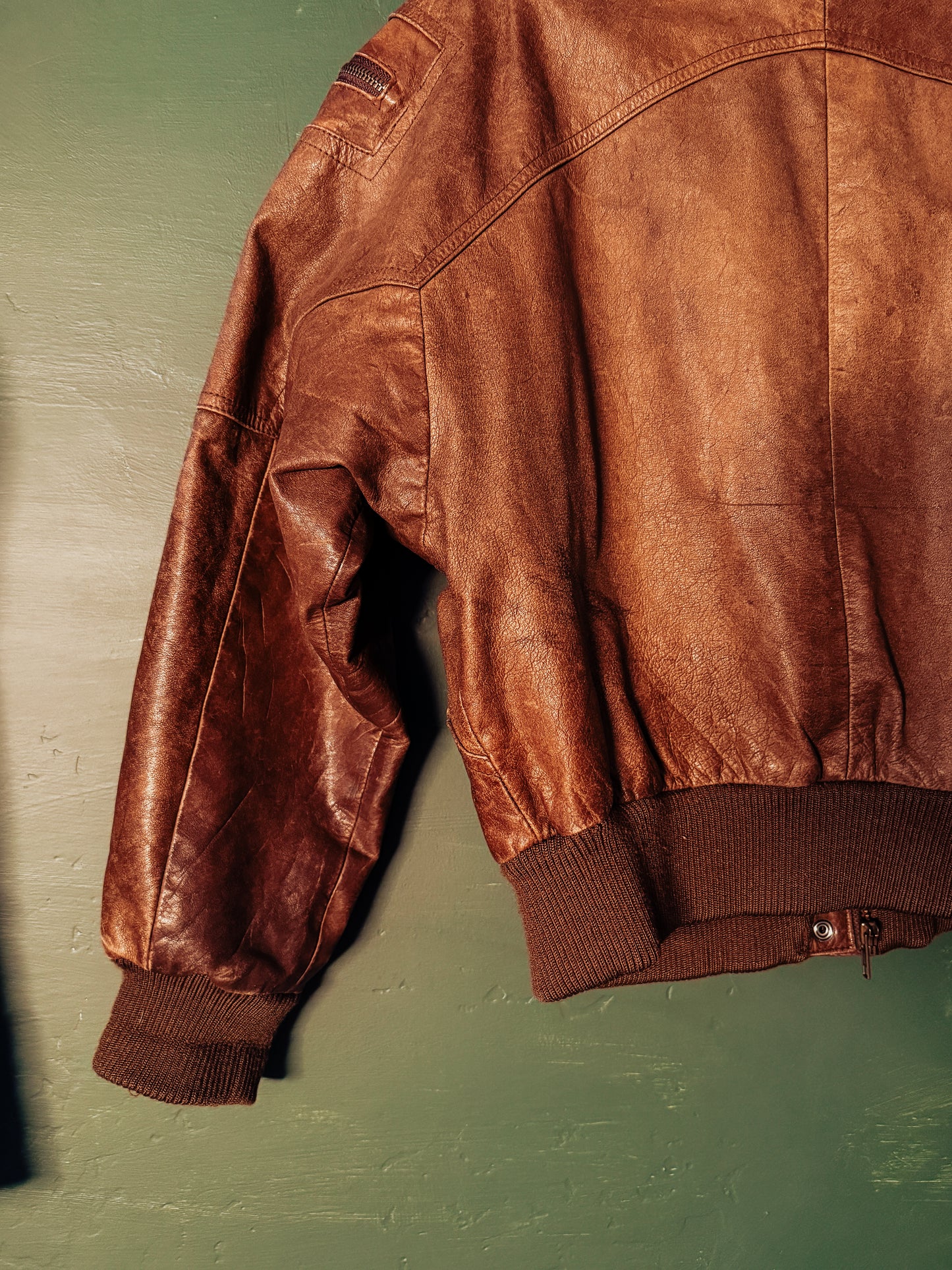 Vintage Leather Bomber Jacket