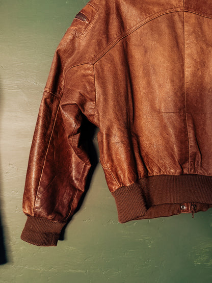 Vintage Leather Bomber Jacket