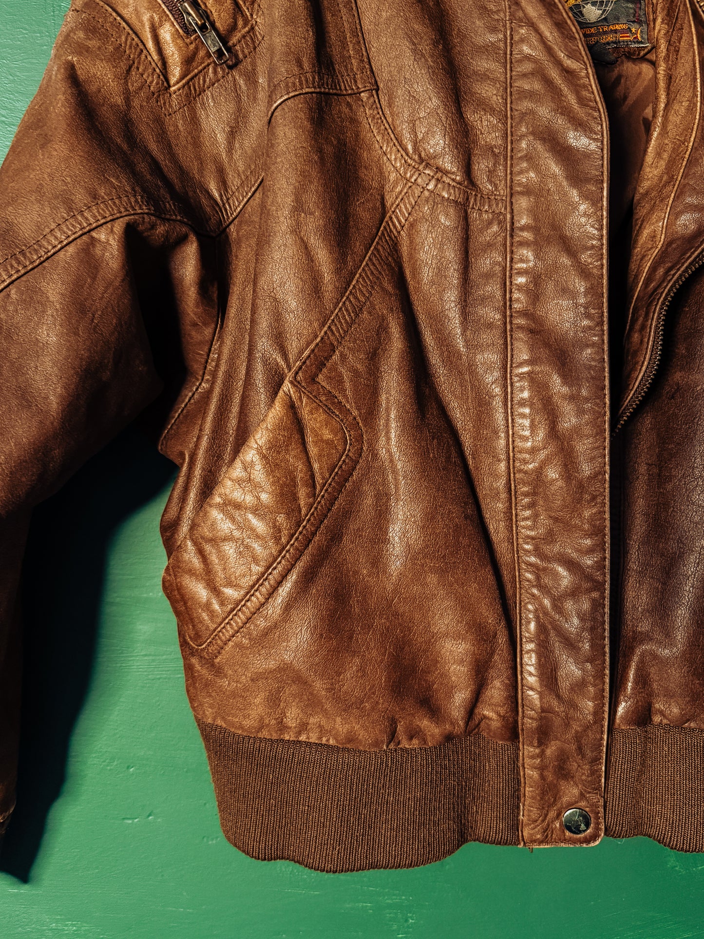 Vintage Leather Bomber Jacket