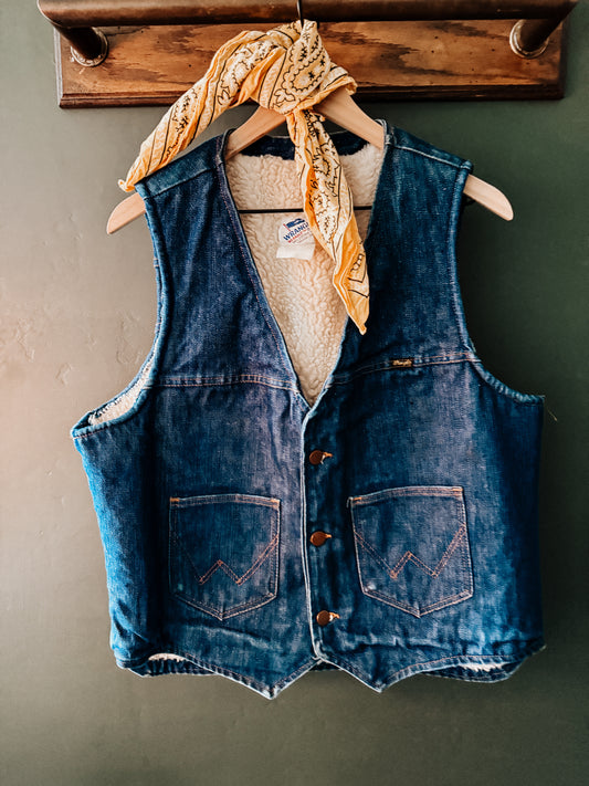 Vintage Wrangler Sherpa-Lined Denim Vest