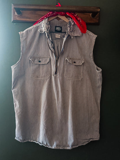 KEY Brand Hickory Stripe Sleeveless Work Shirt