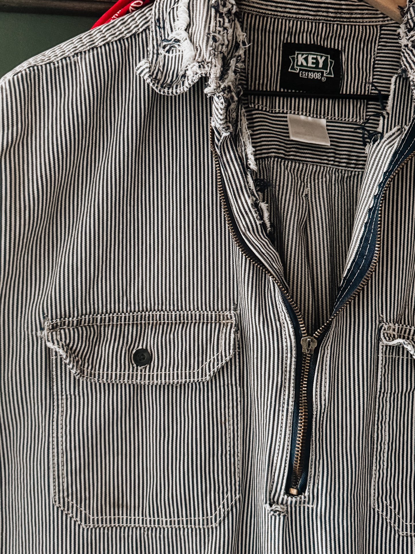 KEY Brand Hickory Stripe Sleeveless Work Shirt