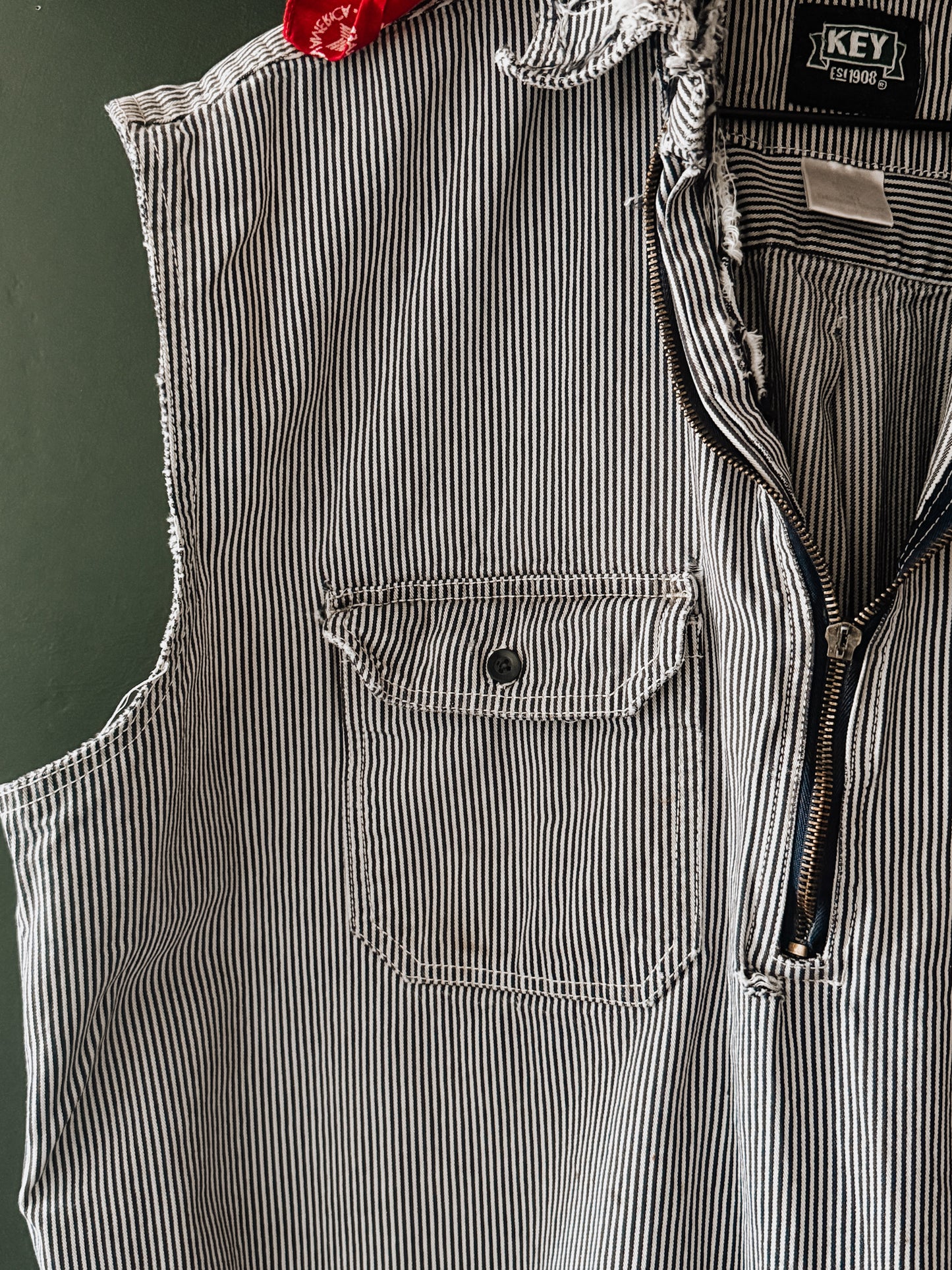 KEY Brand Hickory Stripe Sleeveless Work Shirt