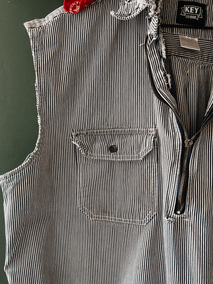 KEY Brand Hickory Stripe Sleeveless Work Shirt