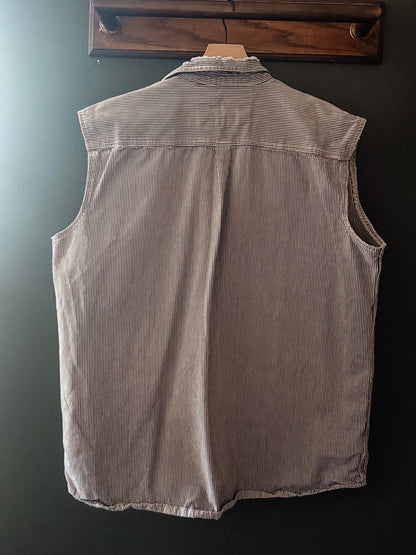 KEY Brand Hickory Stripe Sleeveless Work Shirt
