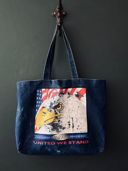 Vintage Denim Tote – “United We Stand”