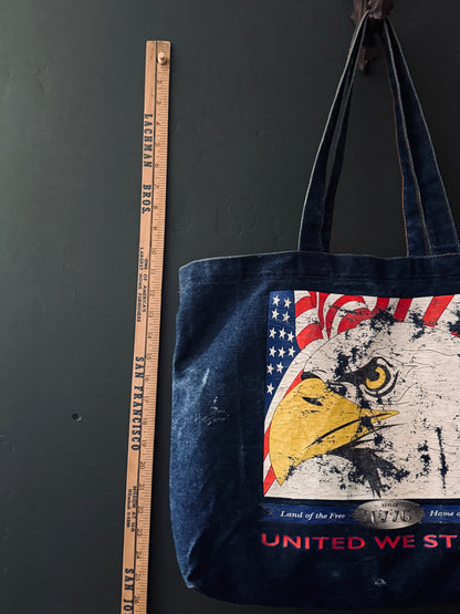 Vintage Denim Tote – “United We Stand”