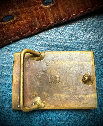 Vintage David Mills Bowman Abstract Brass Belt Buckle