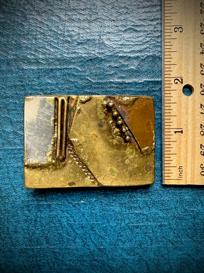 Vintage David Mills Bowman Abstract Brass Belt Buckle