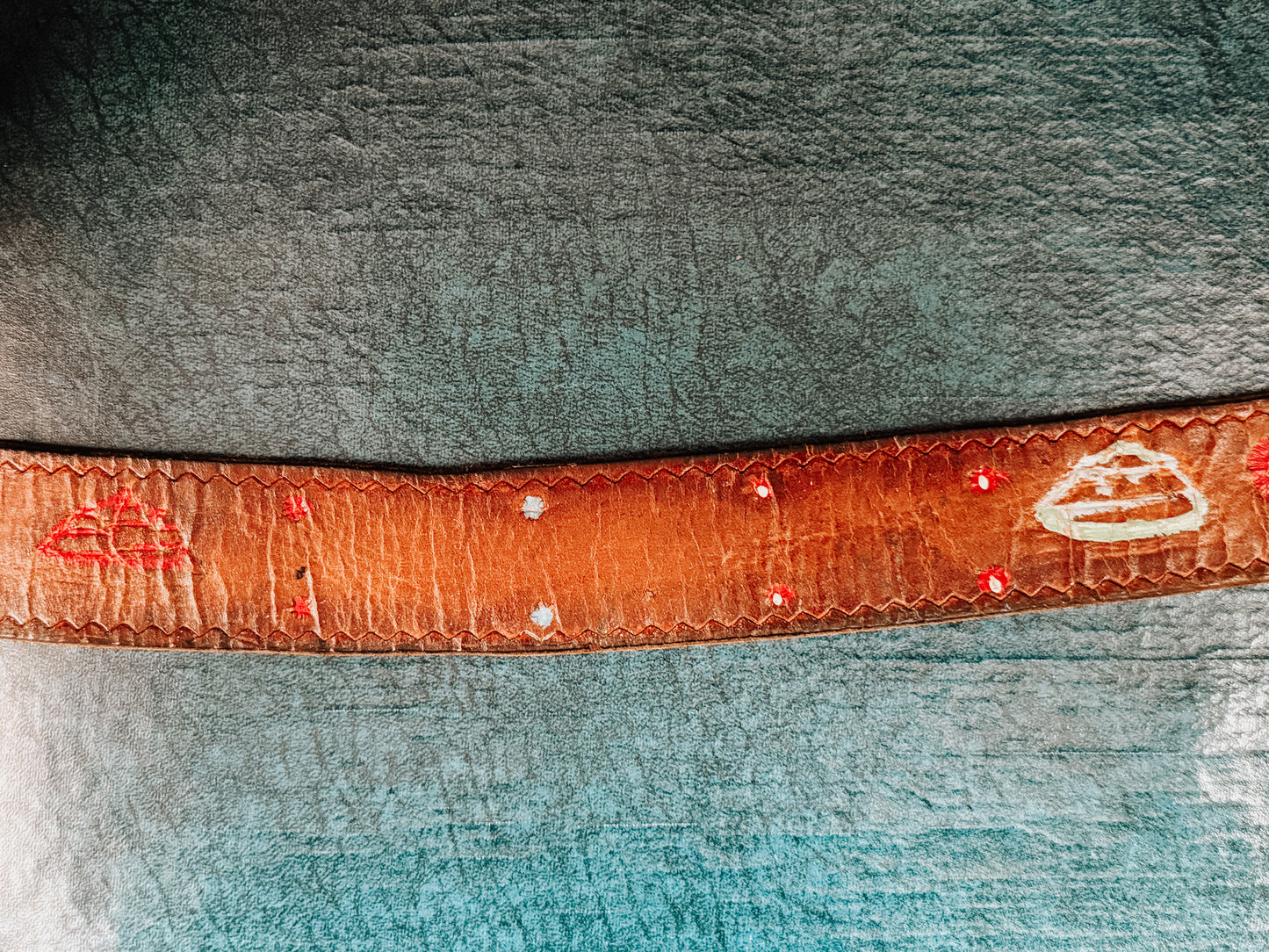 Vintage Hand‑Painted Leather Belt