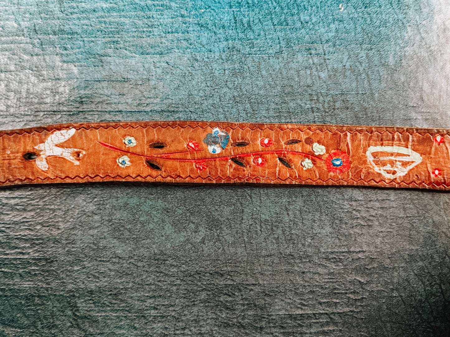 Vintage Hand‑Painted Leather Belt