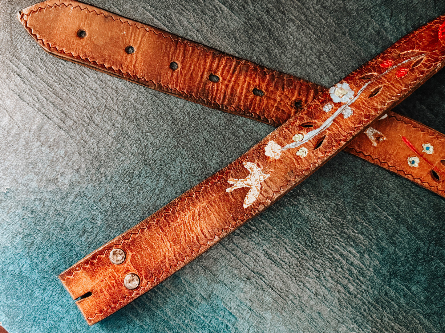 Vintage Hand‑Painted Leather Belt