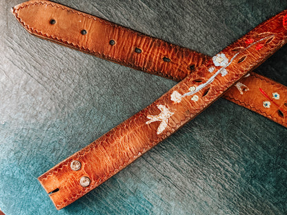 Vintage Hand‑Painted Leather Belt