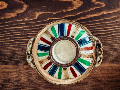 Painted Clay Pot with Lid