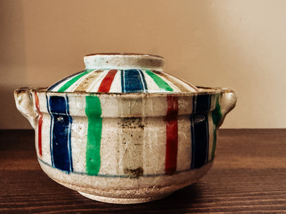 Painted Clay Pot with Lid