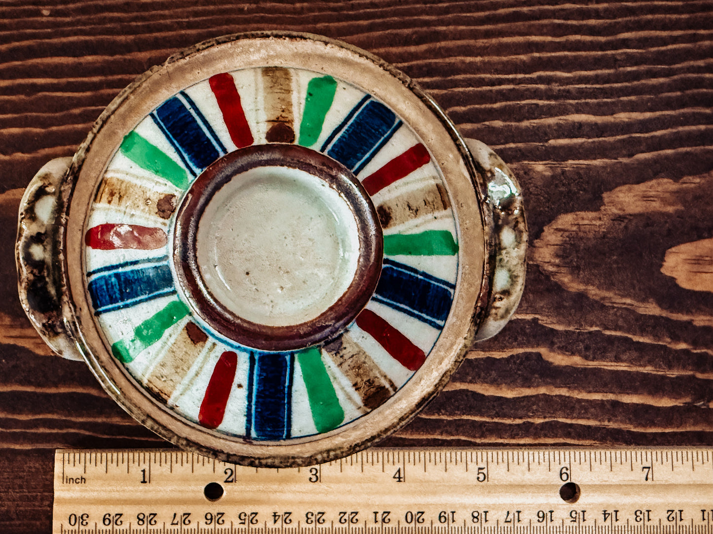 Painted Clay Pot with Lid