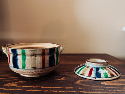 Painted Clay Pot with Lid