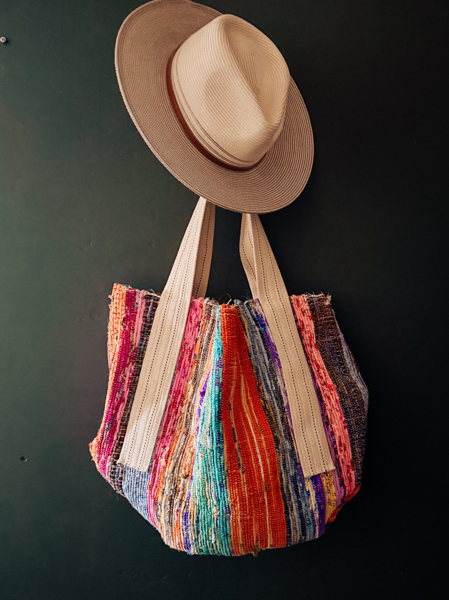 Handmade Rug Tote with Kantha Liner