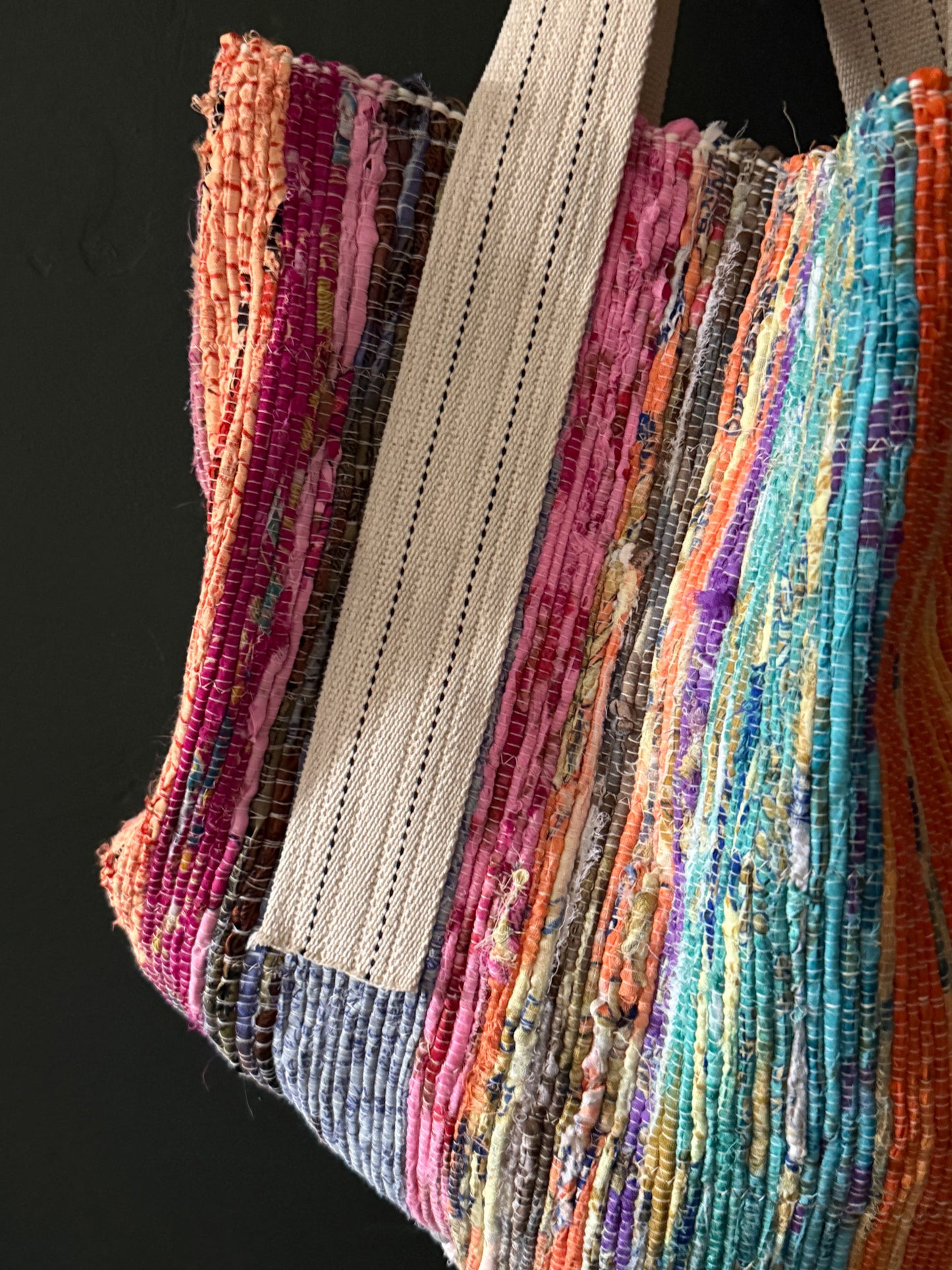 Handmade Rug Tote with Kantha Liner