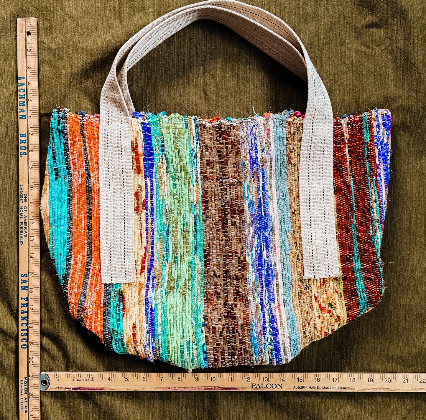 Handmade Rug Tote with Kantha Liner