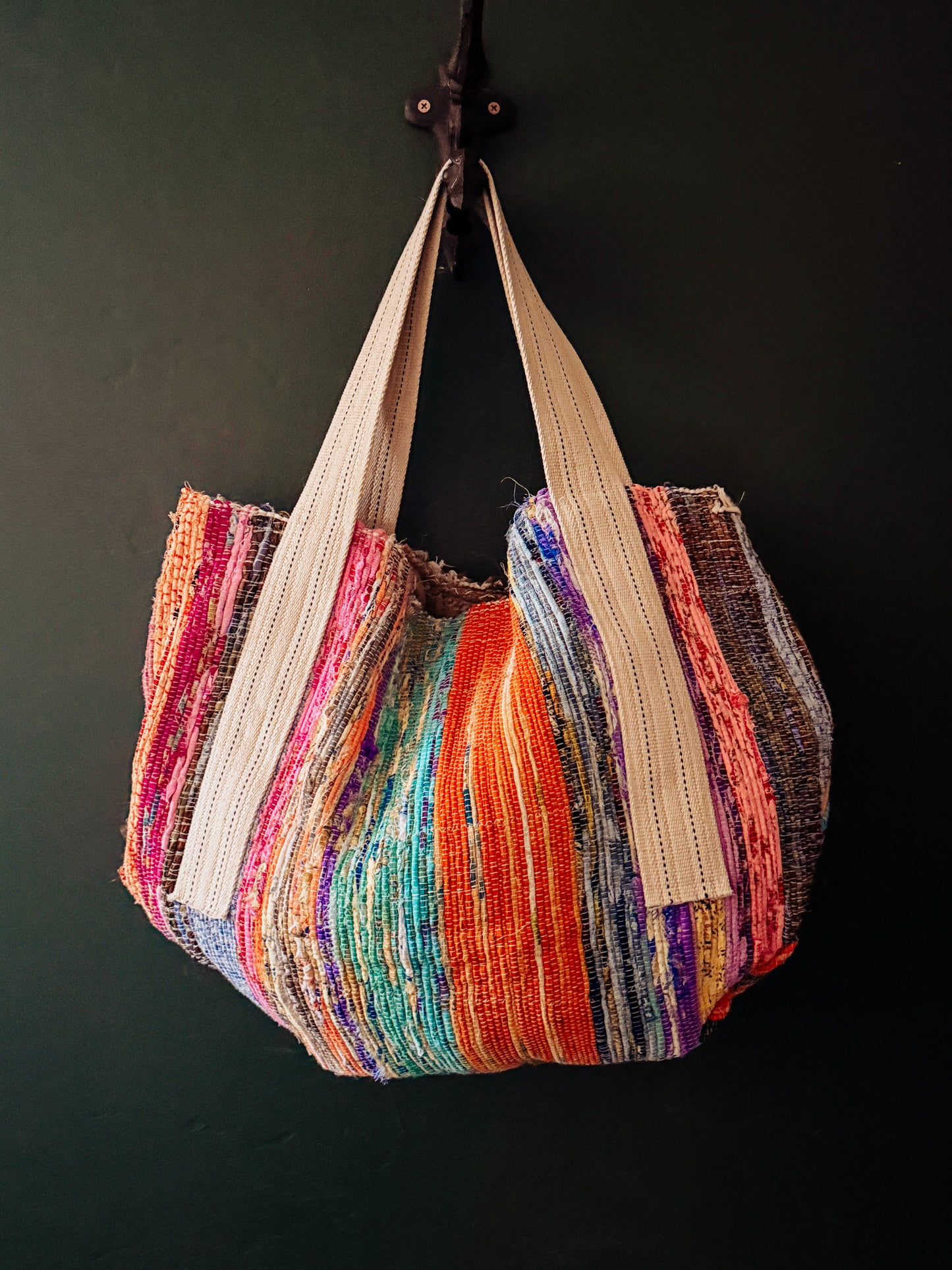 Handmade Rug Tote with Kantha Liner
