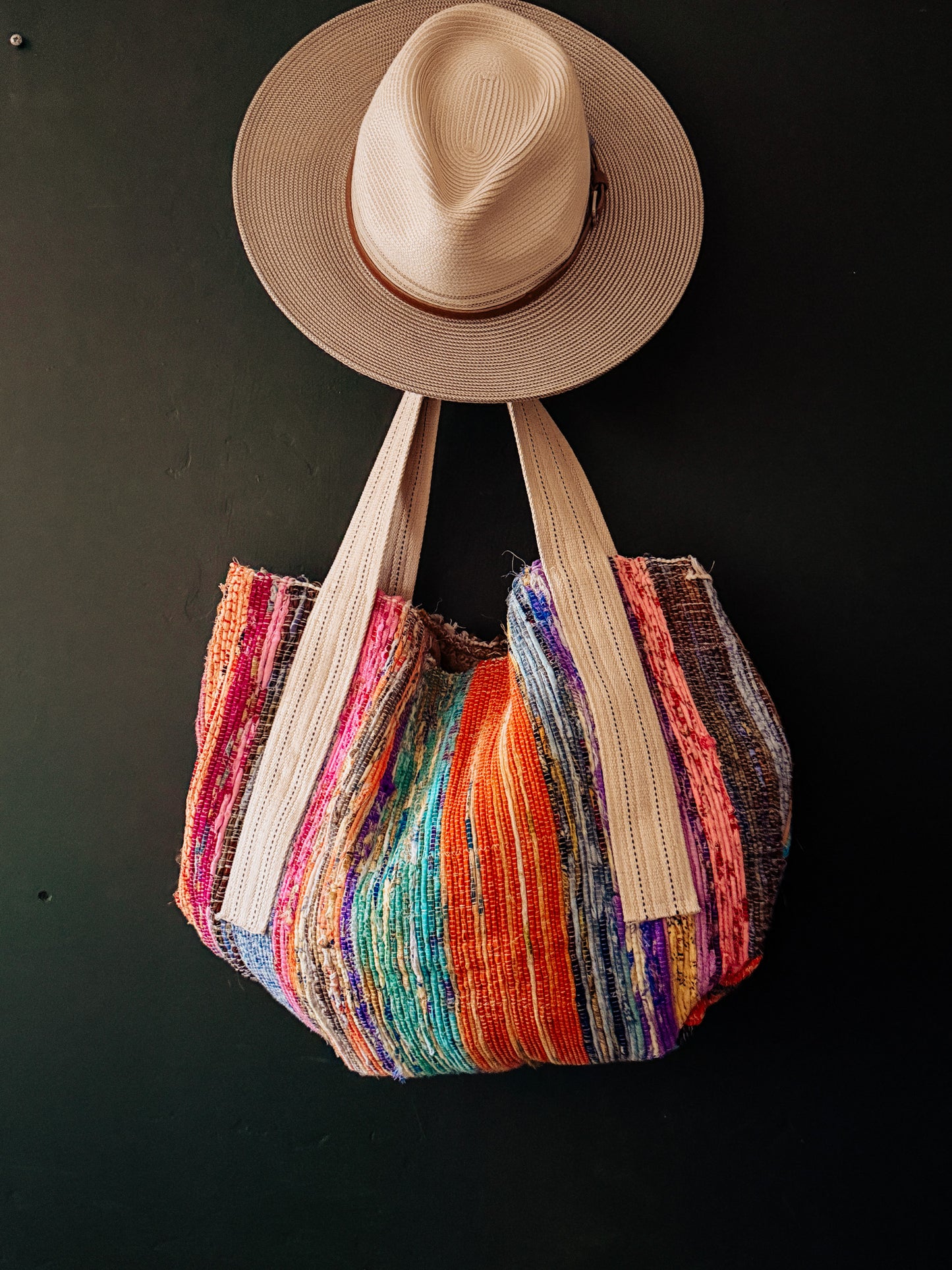 Handmade Rug Tote with Kantha Liner