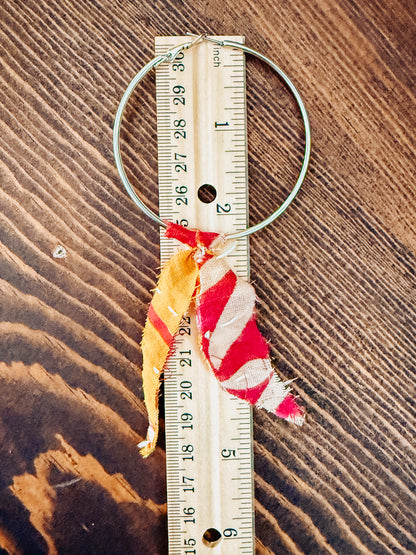 Handmade Hoop Earrings with Vintage Kantha Fabric