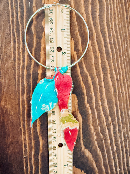 Handmade Hoop Earrings with Vintage Kantha Fabric