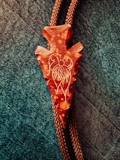 Arrowhead Bolo Tie with Hand Carving -Vintage