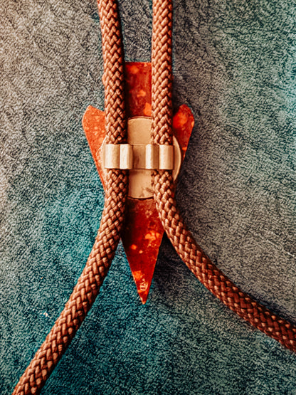 Arrowhead Bolo Tie with Hand Carving -Vintage