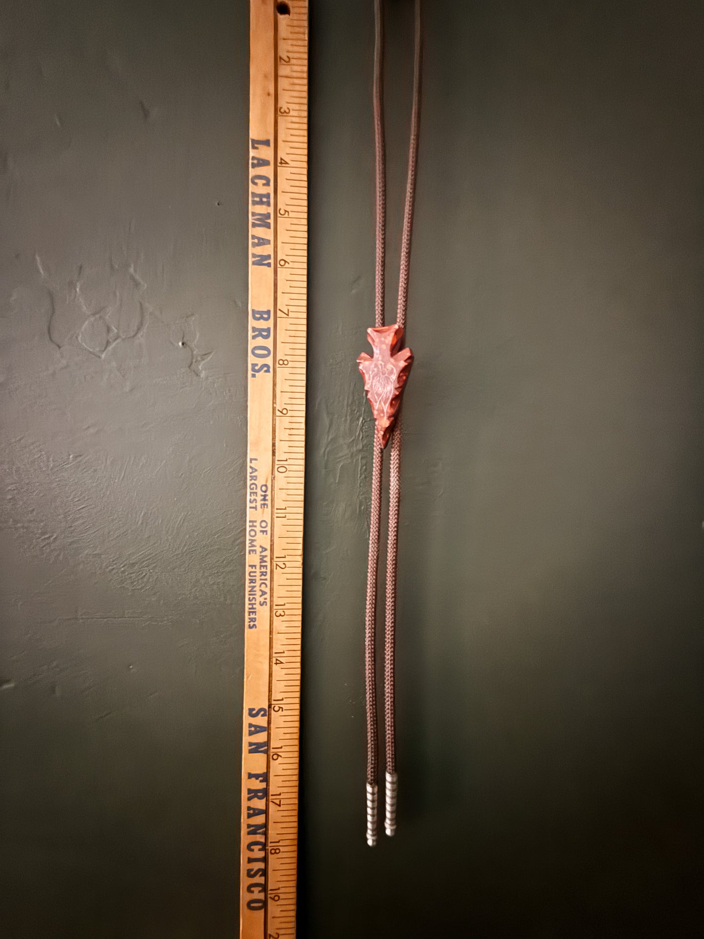 Arrowhead Bolo Tie with Hand Carving -Vintage