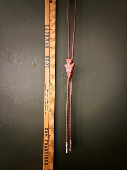 Arrowhead Bolo Tie with Hand Carving -Vintage