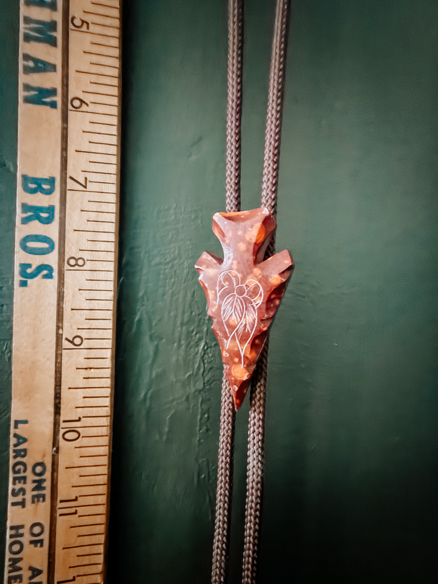 Arrowhead Bolo Tie with Hand Carving -Vintage