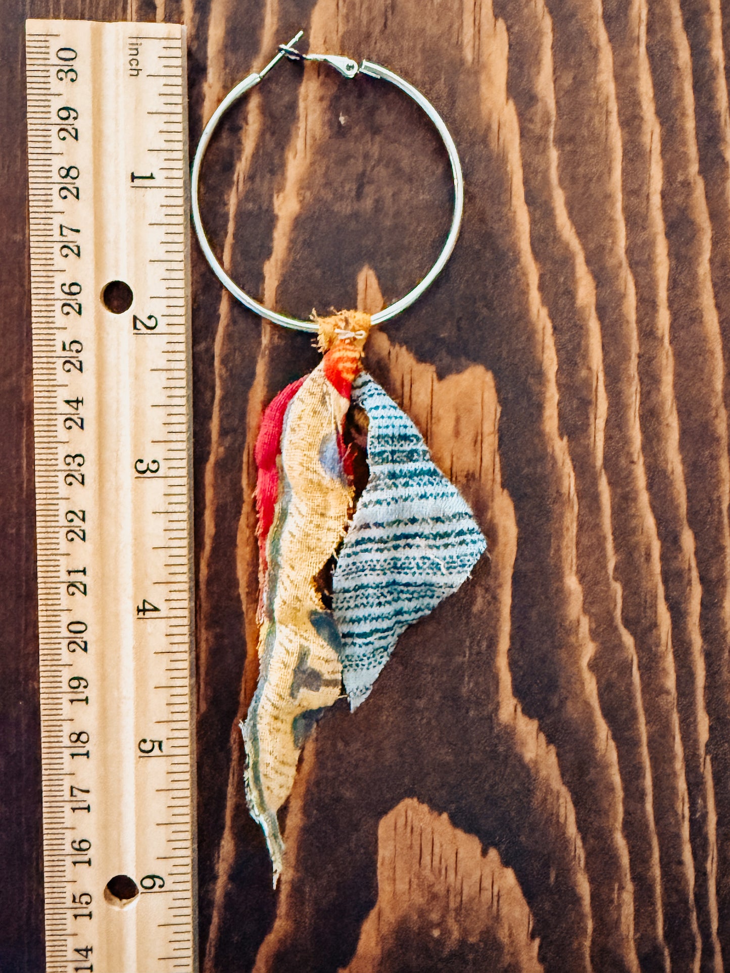 Handmade Hoop Earrings with Vintage Kantha Fabric