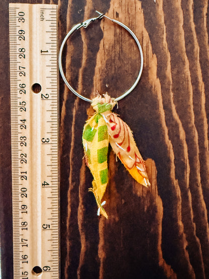 Handmade Hoop Earrings with Vintage Kantha Fabric
