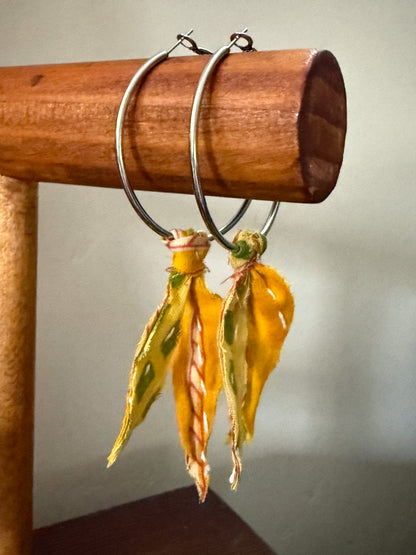 Handmade Hoop Earrings with Vintage Kantha Fabric