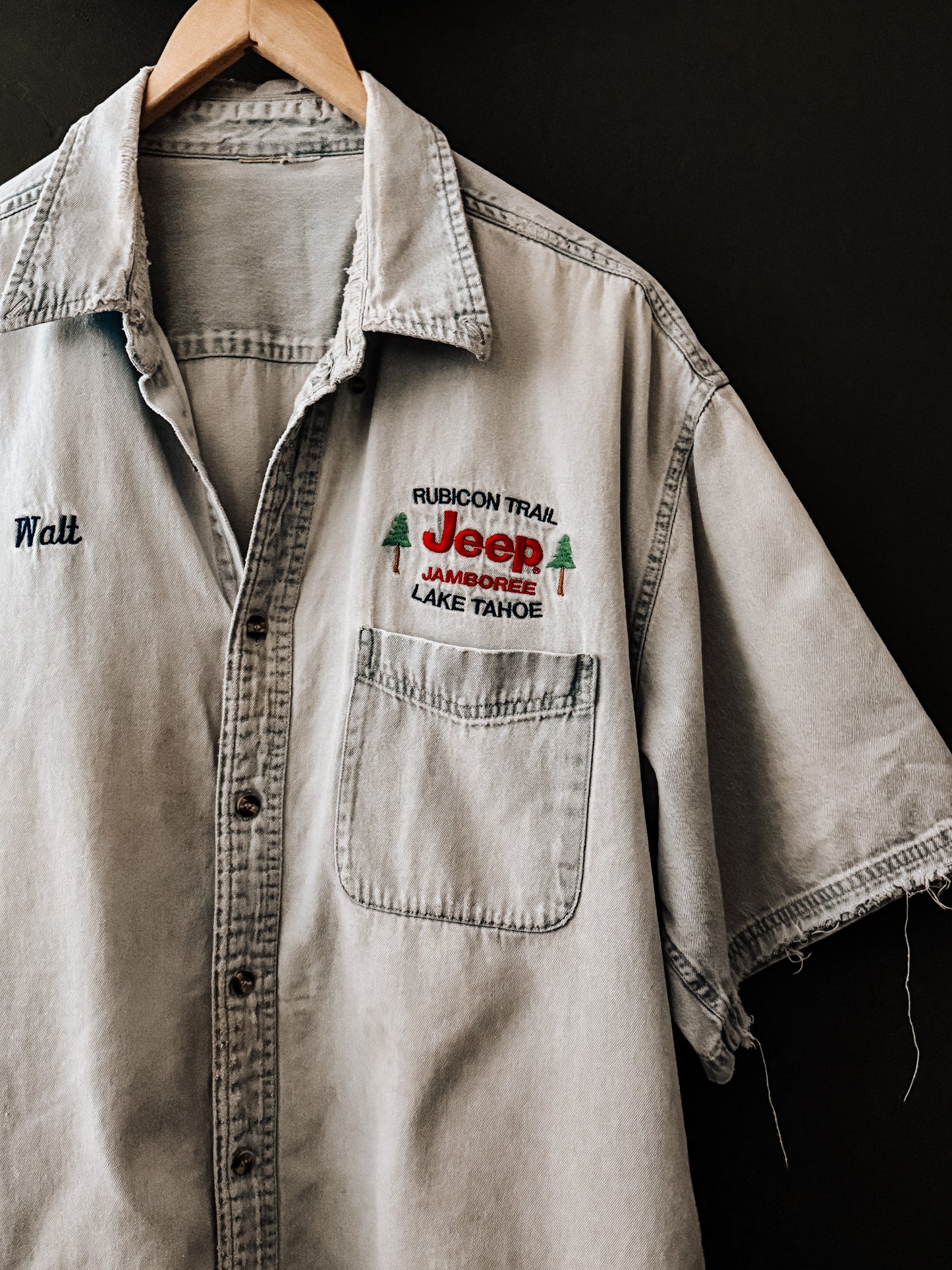 jeep jamboree shirt, rubicon trail shirt, vintage workshirt, distressed denim shirt