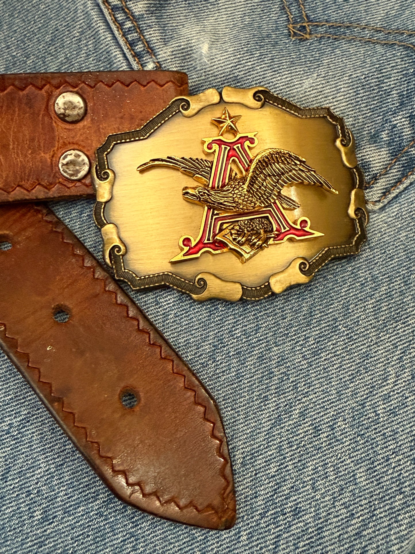 anheuser busch belt buckle, vintage beer buckle, raintree usa buckle, collectible eagle buckle